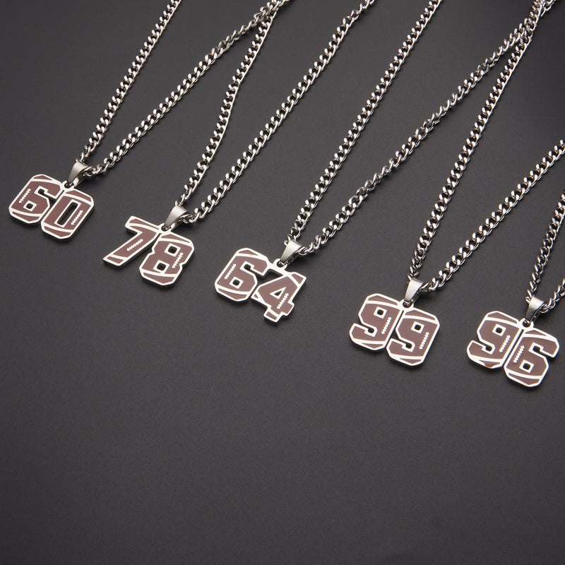 Men'S Athletes Football Number Necklace Silver Stainless Steel Men'S Inspirational Football Jewelry Gift - Image 3